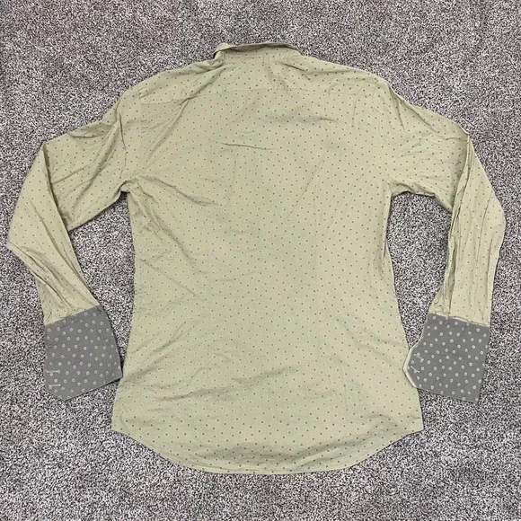 Paul Smith London Dress Shirt Men XL Green Long Sleeve Polka Dot Fitted - Picture 8 of 9